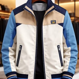 cream white blue hoddie