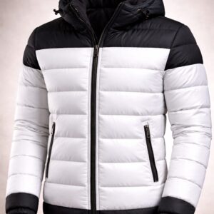 black and white puffer jacket