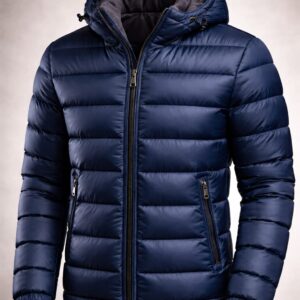 dark blue puffer jacket